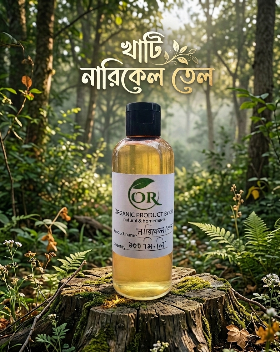 অরগানিক নারিকেল তেল ( coconut oil)  ঘানিতে তৈরি নারিকেল তেল ১০০ মিলি