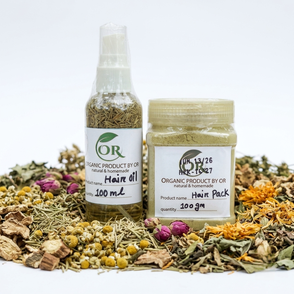 Hair pack & Hair oil combo ( অর্গানিক হেয়ার প্যাক & হেয়ার অয়েল )  চুল পড়া কমাবে ৩ দিনে ১০০% গ্যারান্টি  চুল গজাবে ১৫ দিনে