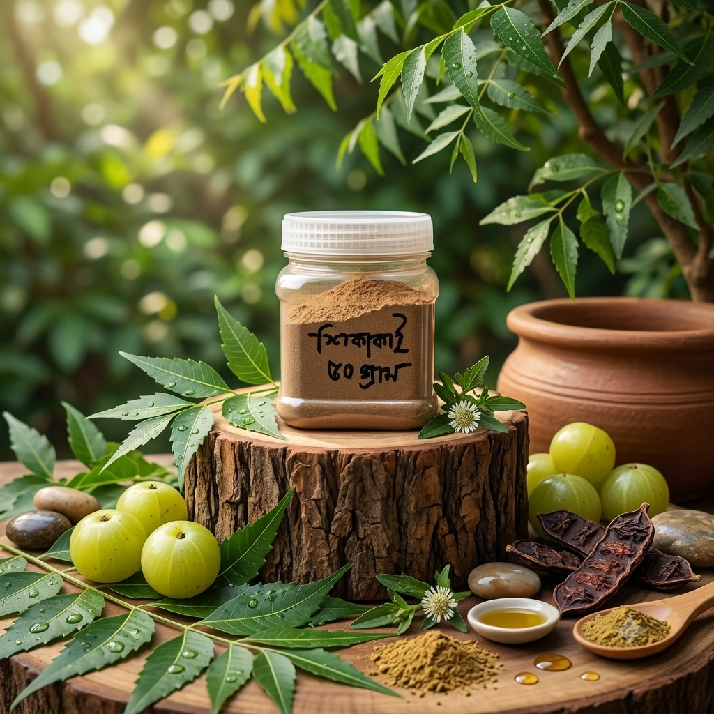 শিকাকাই গুড়া ( shikakai powder)  অরগানিক শিকাকাই গুড়া