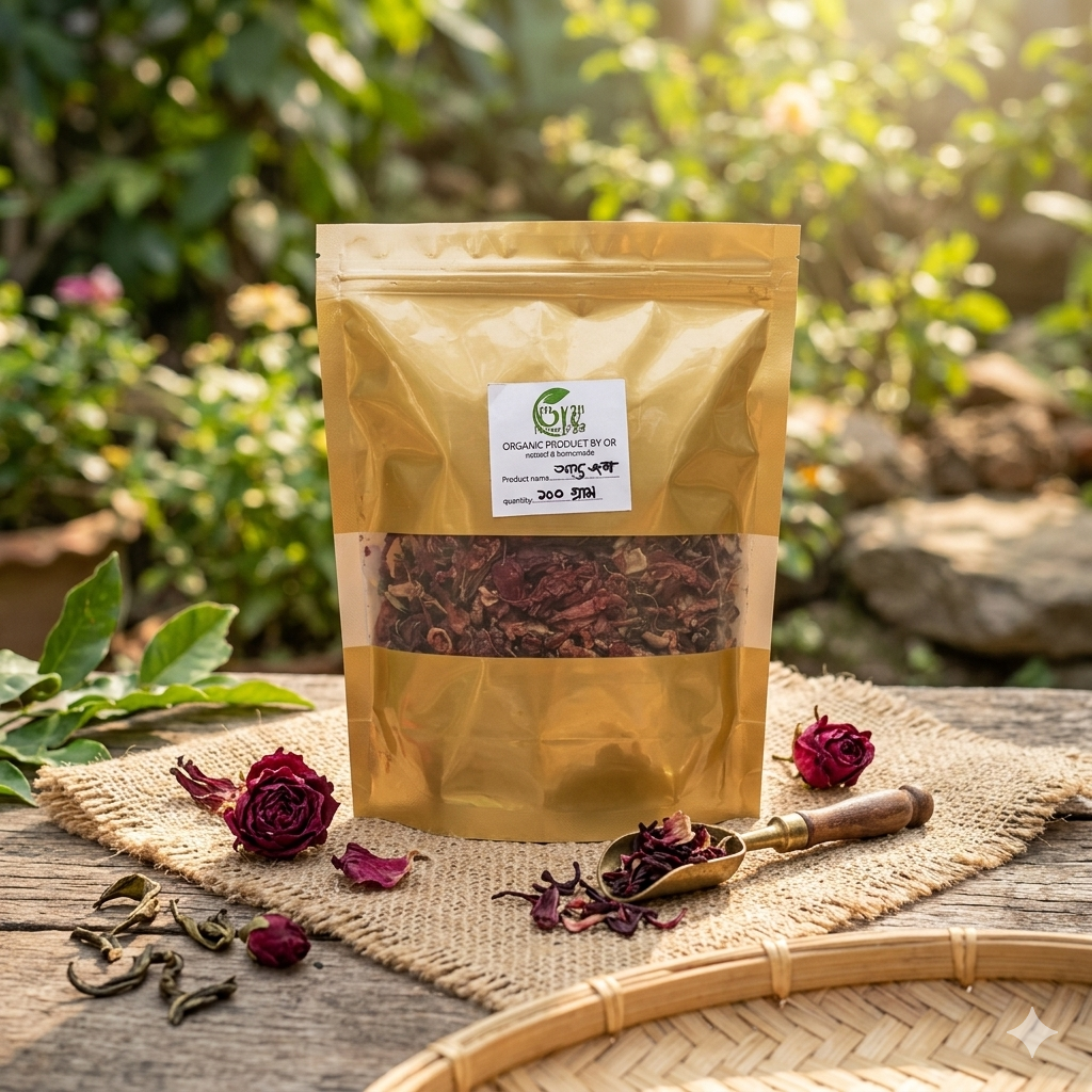 আস্ত জবা ( dry hibiscus) অরগানিক শুখনো জবা ১০০ গ্রাম